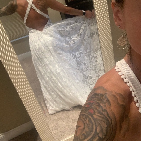Size 4 white boho wedding dress lace - Picture 6 of 11